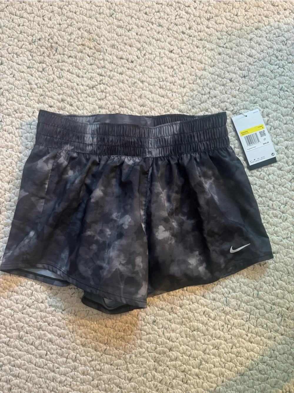 Nike Women's Black Gray Tie-Dye Athletic Shorts